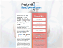 Tablet Screenshot of freelistofrenttoownhomes.com